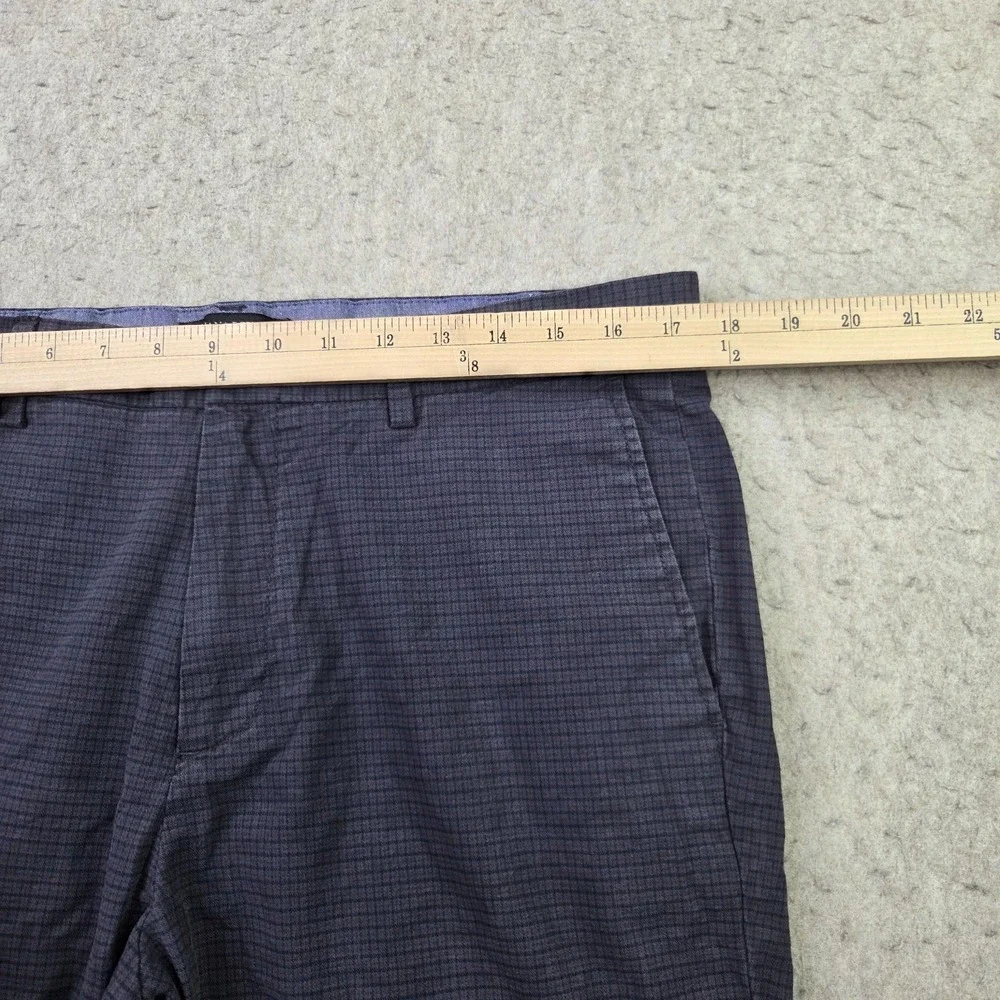 Banana Republic Slim Fit Chino Pants Mens 35x30 Blue Micro Check Stretch Flex